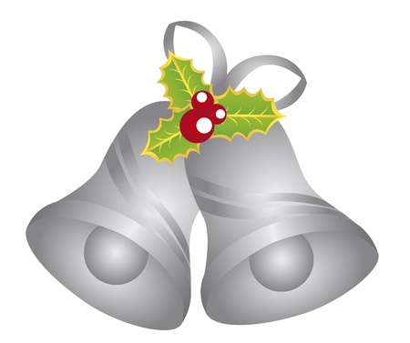 silver bells with leaves isolated over white background. vectorのイラスト素材