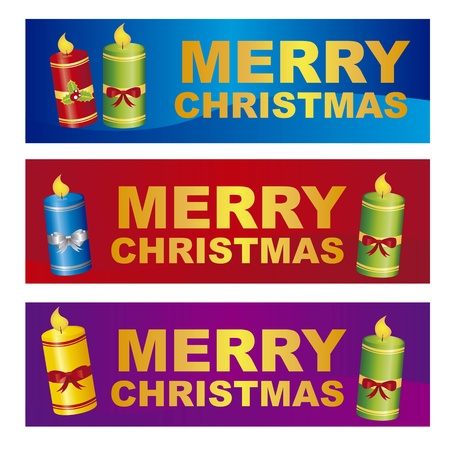 merry christmas labels with candles, colorful. vectorのイラスト素材