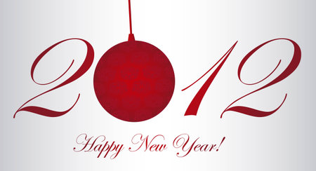 2012 with christmas ball, happy new year. vector
