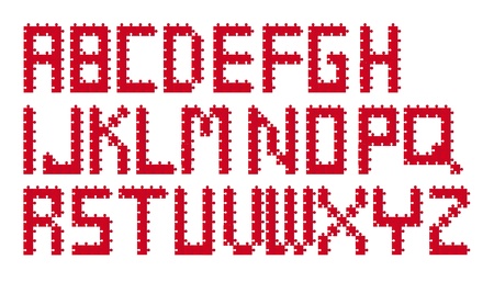 red alphabet puzzles isolated over white background. vectorのイラスト素材