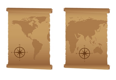 old maps with compass rose over white background. vectorのイラスト素材