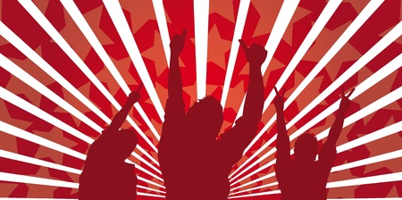 silhouette men over red background. vector illustrationのイラスト素材