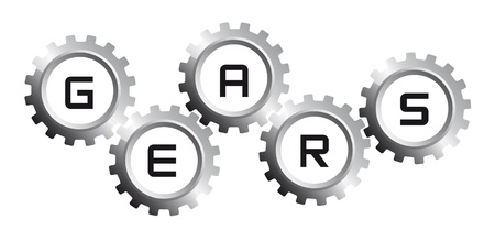 five silver gears over whtie background. vector illustrationのイラスト素材