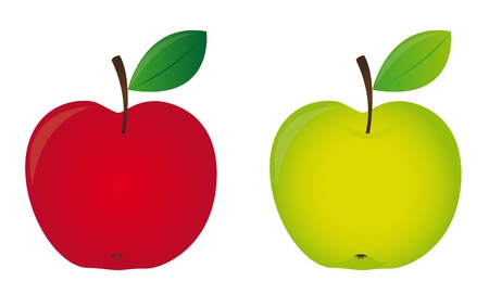 red and green apple isolated over white background. vectorのイラスト素材