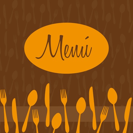 Orange and brown menu with cutlery. vector illustratorのイラスト素材