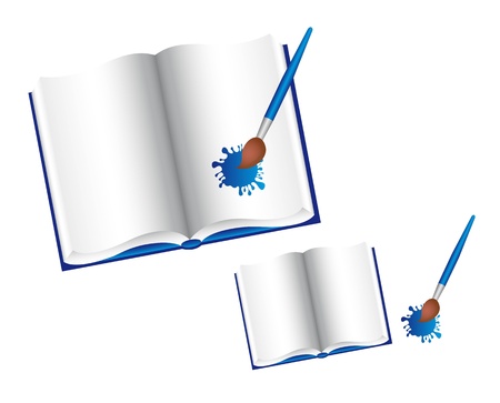 book with brush isolated over white background. vectorのイラスト素材