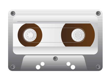 Old audio cassette on white background, retro illustrationのイラスト素材