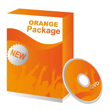 Orange package with box and dvd, illustrationのイラスト素材