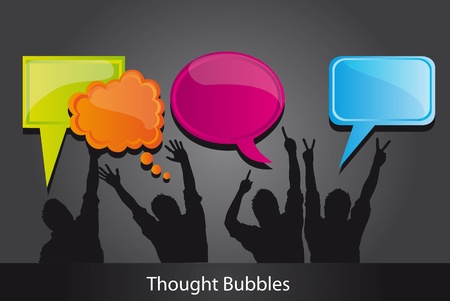 Thought bubbles and men silhouettes, illustrationのイラスト素材