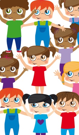 Girls and boys illustrations, chilhood conceptのイラスト素材