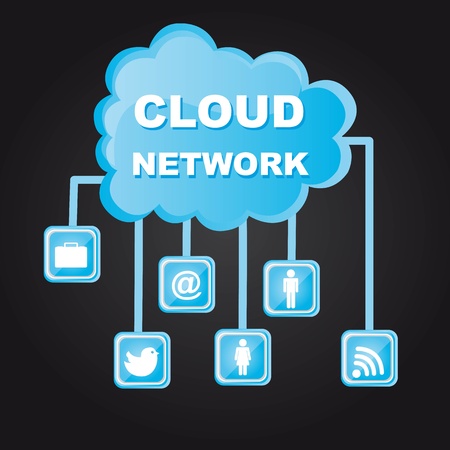 Icons around the cloud network, Illustrationのイラスト素材