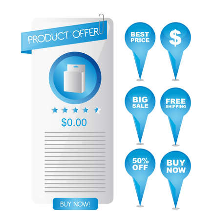 blue and white advertising web isolated over white background. のイラスト素材
