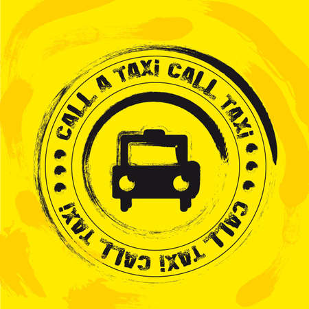 black taxi stamp over yellow background. illustrationのイラスト素材