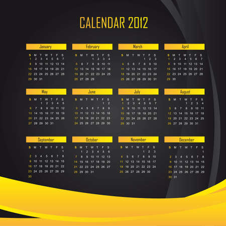 black and yellow calendar 2012 background. illustrationのイラスト素材