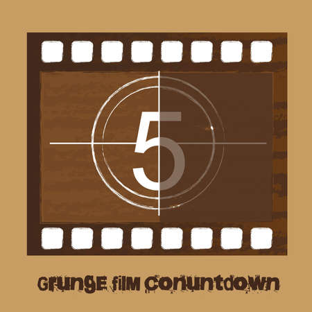 grunge film countdown over brown background.のイラスト素材