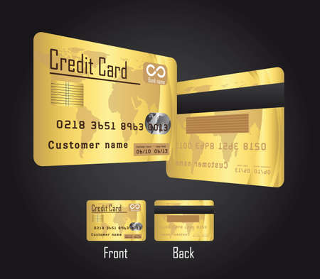 gold credit cards over black background. vector illustrationのイラスト素材
