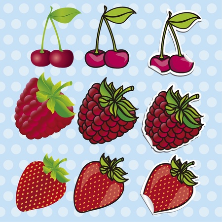 berries set, contains: 3D, cartoons and stickersのイラスト素材