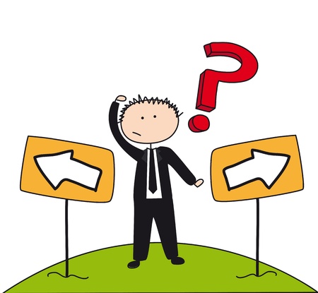 businessman with question mark, drawing.のイラスト素材