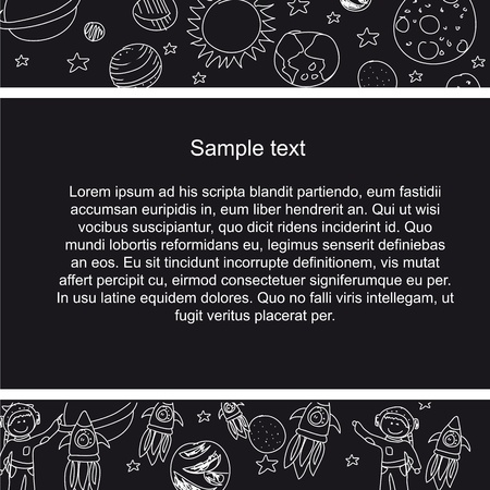 cute planet frame, black and white.のイラスト素材