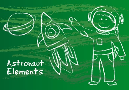 astronaut with elements over green background.のイラスト素材