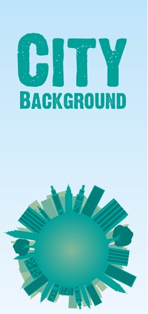 card of buildings on world, in turquoiseのイラスト素材