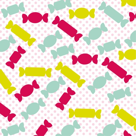 candies silhouette pattern of colors, pink dot backgroundのイラスト素材