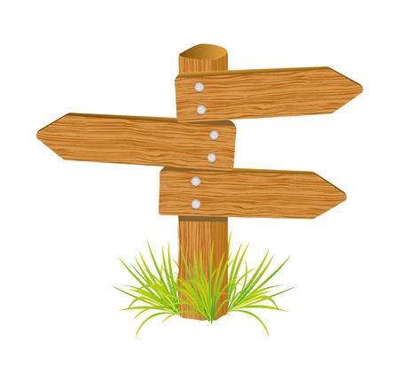 wooden sign, isolated on white backgroundのイラスト素材