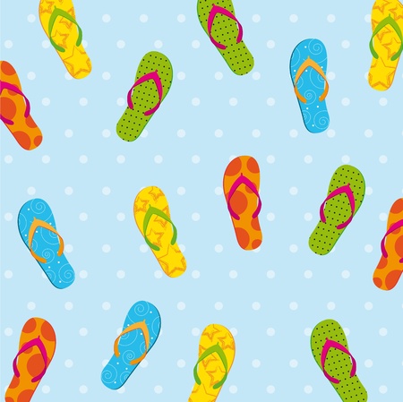 cute flip flops over blue background. のイラスト素材