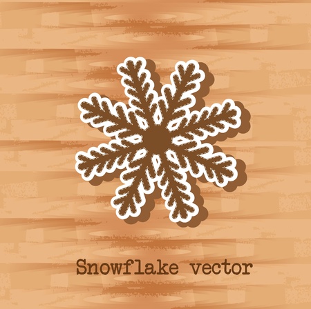 cute snowflake over wooden background.  のイラスト素材