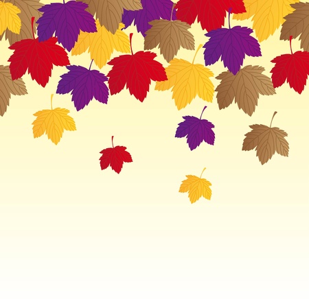 autumn leaves over beige background. のイラスト素材