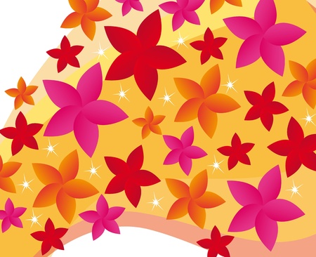 colorful flowers over white  background.  のイラスト素材