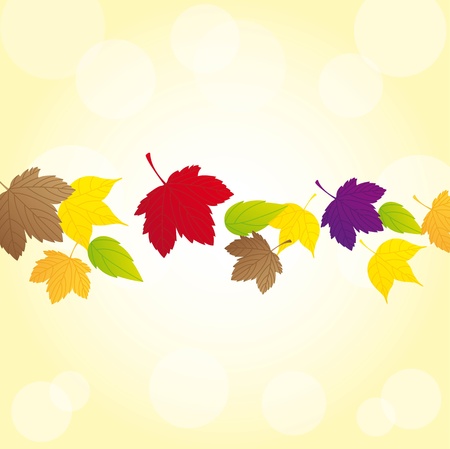 autumn leaves over yellow background. のイラスト素材