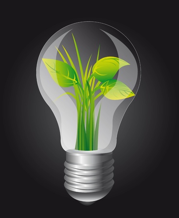 ecology light bulb over black background. のイラスト素材