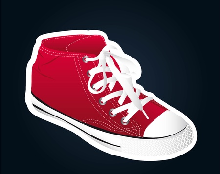 red sneaker  over black background. のイラスト素材