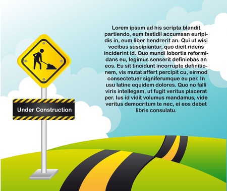 construction sign over landscape with space for copy. のイラスト素材