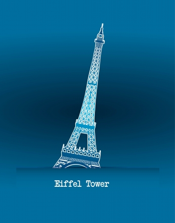 blue eiffel tower over blue background. vector illustrationのイラスト素材