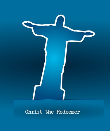 christ redeemer stickers over blue background. vector illustrationのeditorial素材