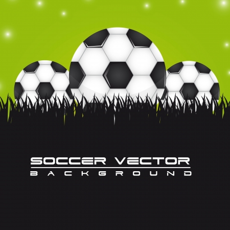 soccer balls over grass background. vector illustrationのイラスト素材