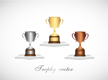 gold, silver and bronze trophies over shelf. illustrationのイラスト素材