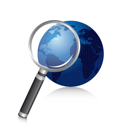 magnifying glass over planet with shadow. illustrationのイラスト素材