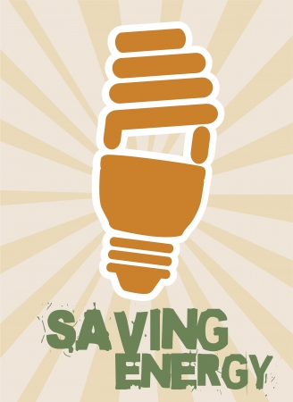 saving energy with light bulb, vintage. vector illustrationのイラスト素材