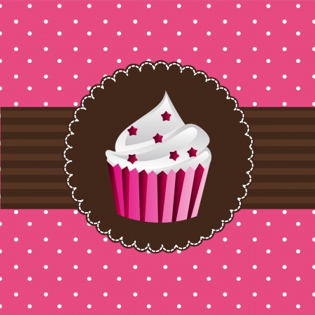 cup cake over pink card. vector illustrationのイラスト素材