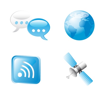 blue communication sign over white background. vector illustrationのイラスト素材