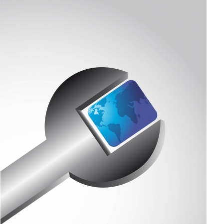 repairing the world with wrench. vector illustrationのイラスト素材