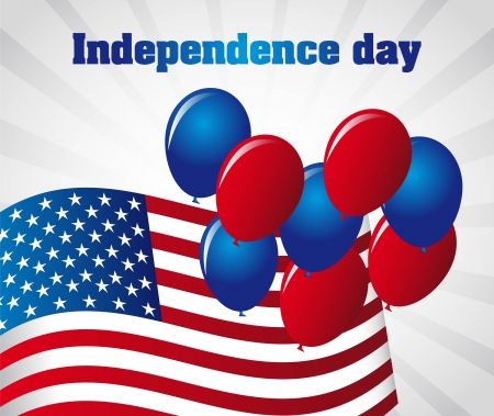independence day with flag and balloonsのイラスト素材
