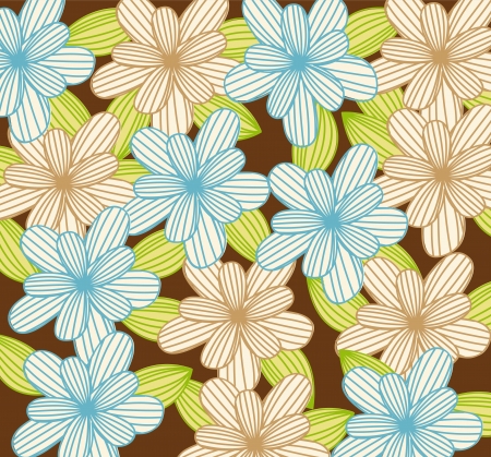 blue and brown cute flowers backgroundのイラスト素材