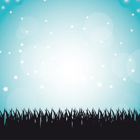silhouette grass over blue sky backgroundのイラスト素材