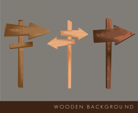 Wooden arrows on gray background, vector illustrationのイラスト素材