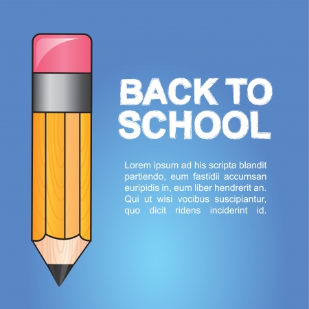 Yellow pen on blue background, Back to school illustrationのイラスト素材