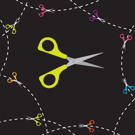 Scissors on lines over black background, vector illustrationのイラスト素材